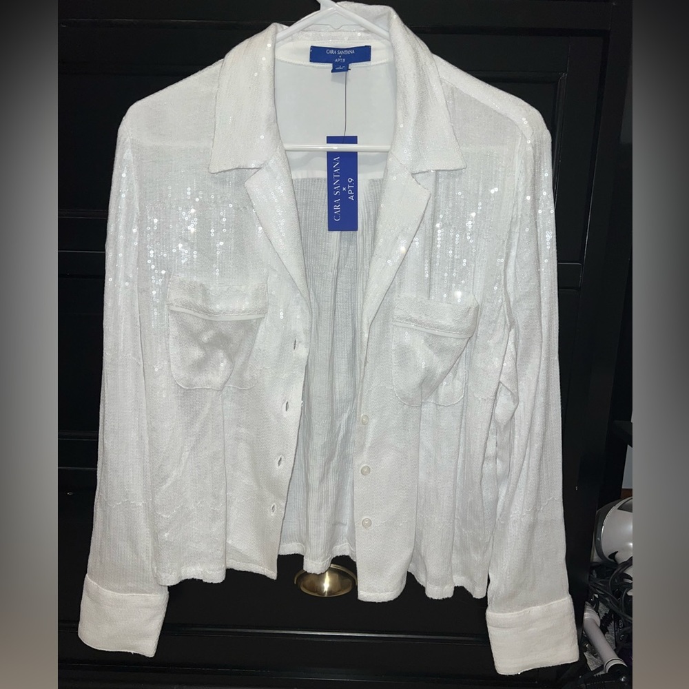 White Sequence Button Up - image 1